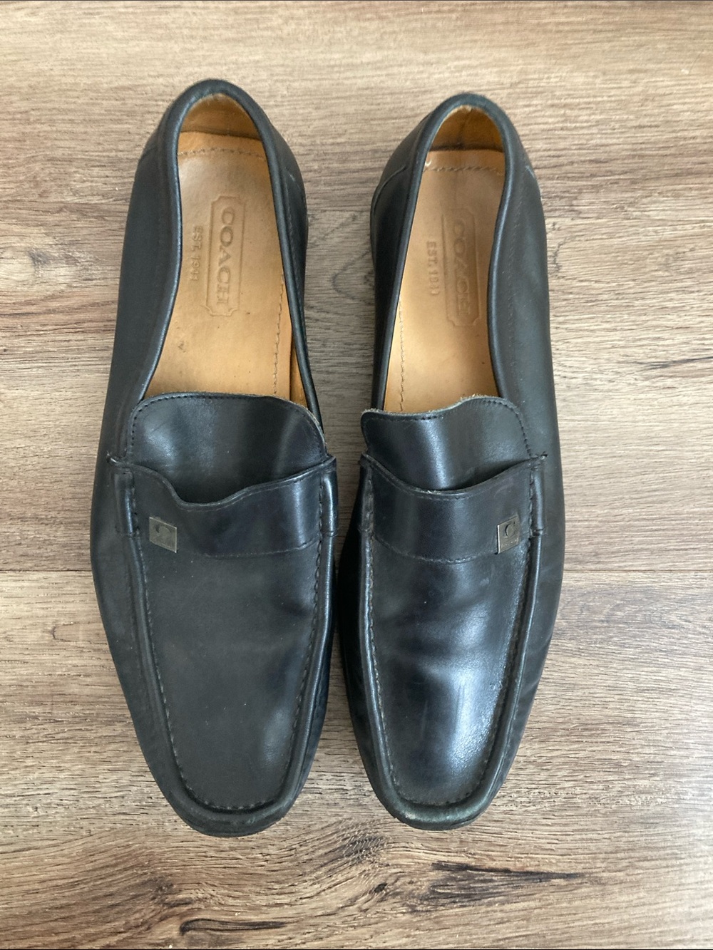 Coach Men’s Black Leather Slip-On Penny Loafers Sz 11